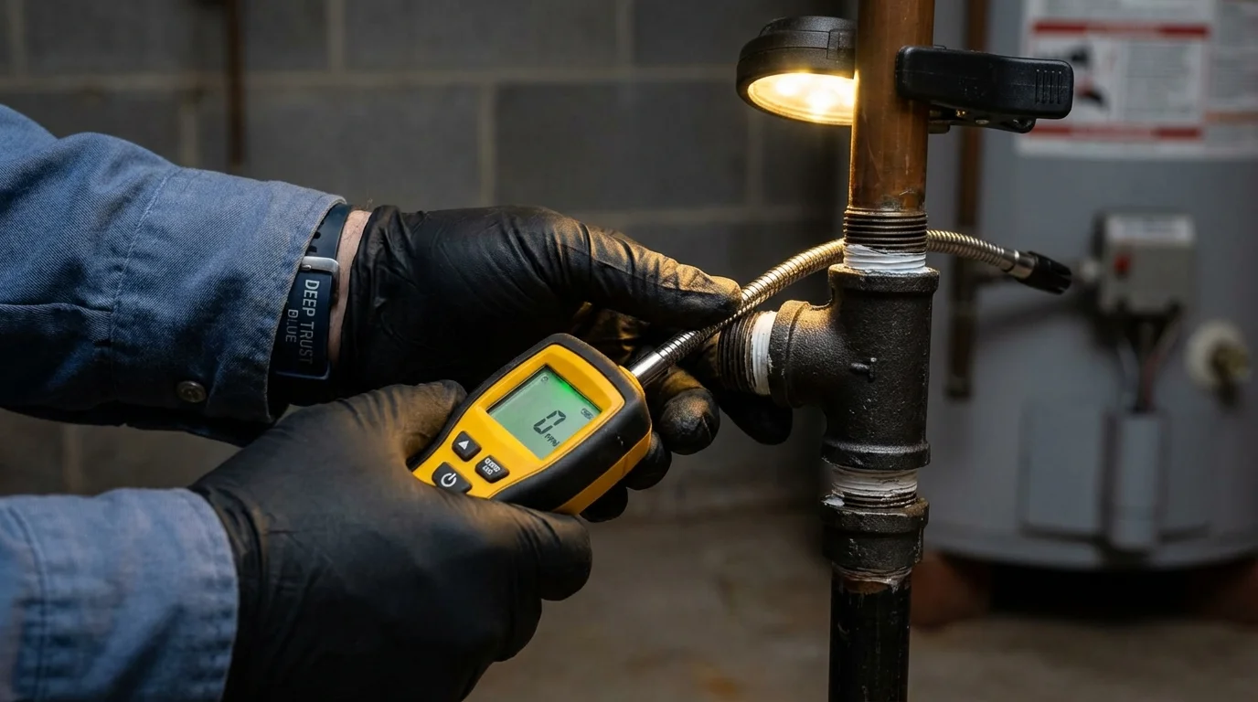Gas leak detection with electronic sniffer by Johns Plumbing LLC in Schnecksville