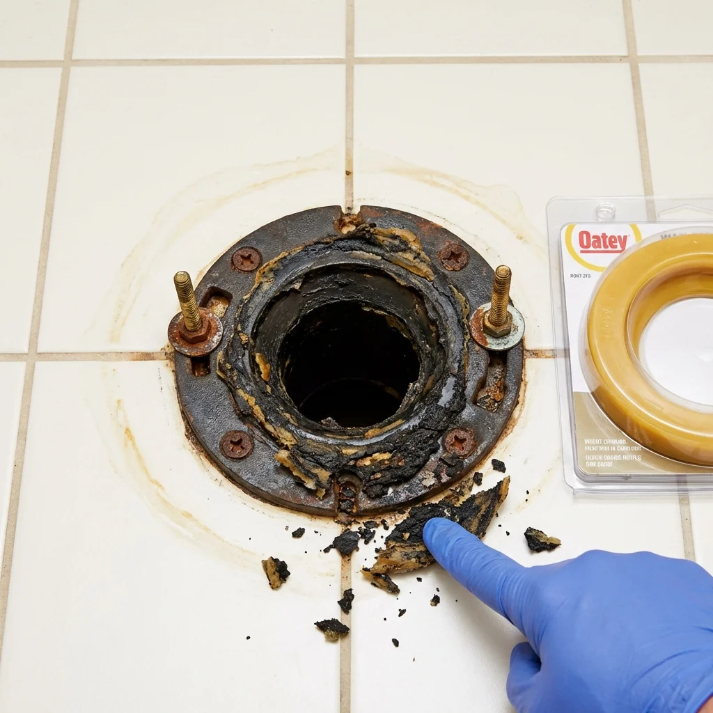 Failed wax ring showing water seepage at the base of a toilet in a Schnecksville, PA home